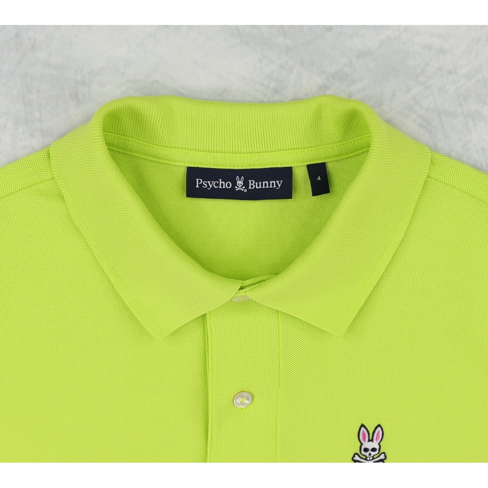 Psycho Bunny Polo Shirt Mens 4 (Small) Lime Green Pima Cotton Short Sleeve - Picture 5 of 10